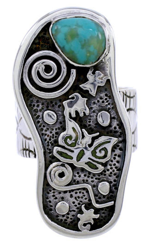 Genuine Sterling Silver Turquoise Butterfly Ring Size 7 BW71179
